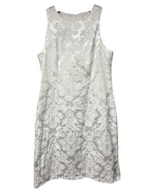 Jessica McClintock Girls Dress Siz 8 White Brocade Damask Formal Wedding Vintage